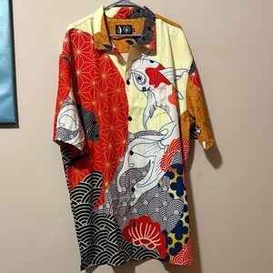 Tachuntfish Multicolor Graphic Coy Fish Men's Shirt Size 5XL